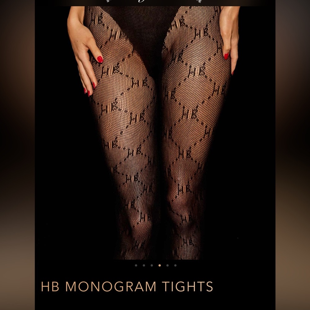 Honey Birdette💋💋 Black HB MONOGRAM TIGHTS ‼️‼️ - Picture 2 of 8